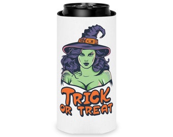Trick or Treat Beer Coozie, Drink Cooler, Slim and Regular can size available!