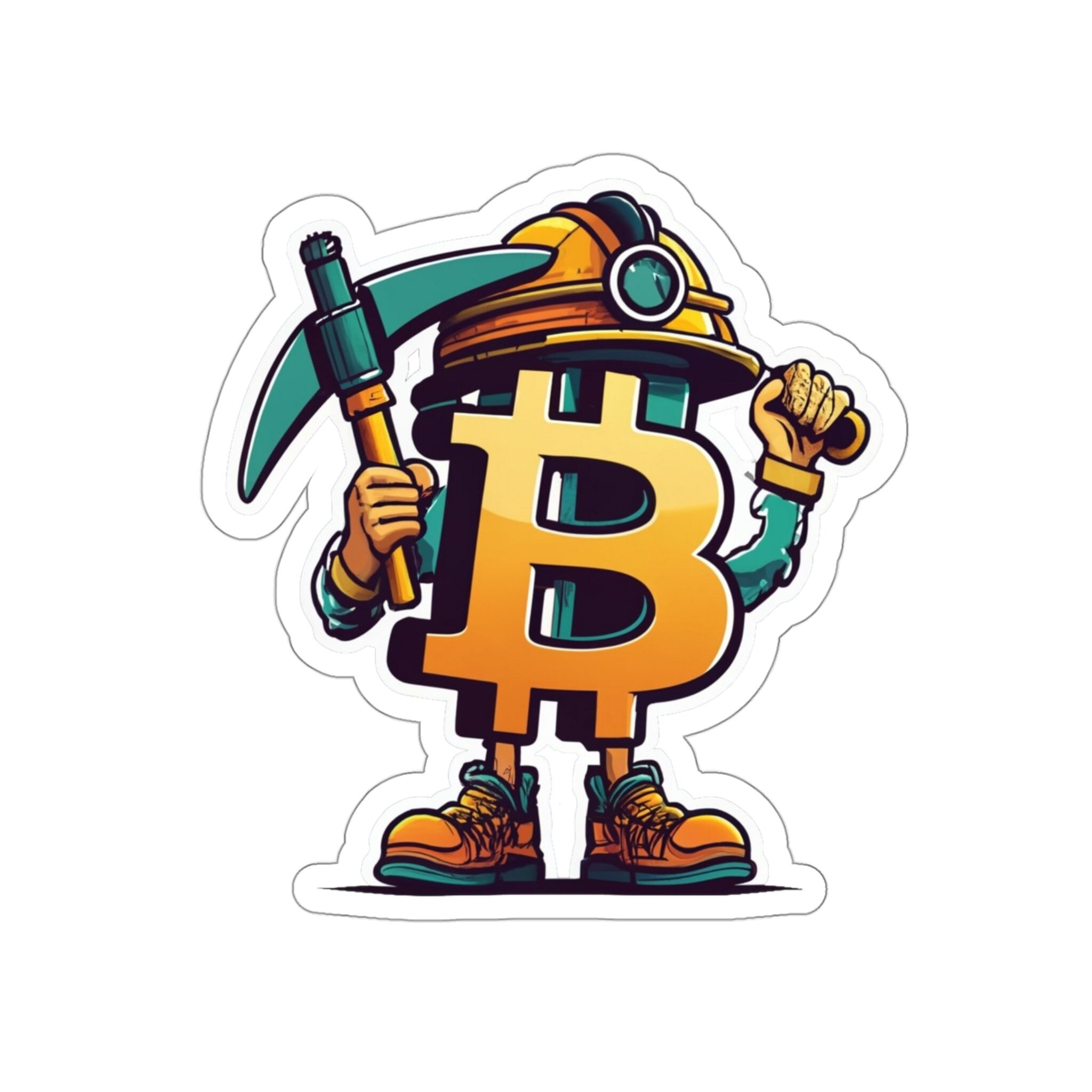ビットコインマイナーステッカー、暗号通貨マイニング、面白い漫画ステッカー