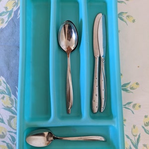 Vintage Plas-Tex Turquoise Flatware Tray 13 x 7.5