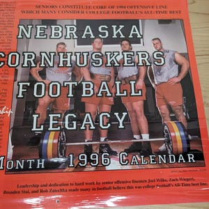Nebraska Cornhusker Football 17 month calendar 1996 UNUSED