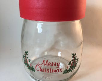 Carlton Glass Christmas Jar Canister 5 1/2"