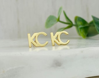KC Gold Stud Earring Kansas City Gift for Her