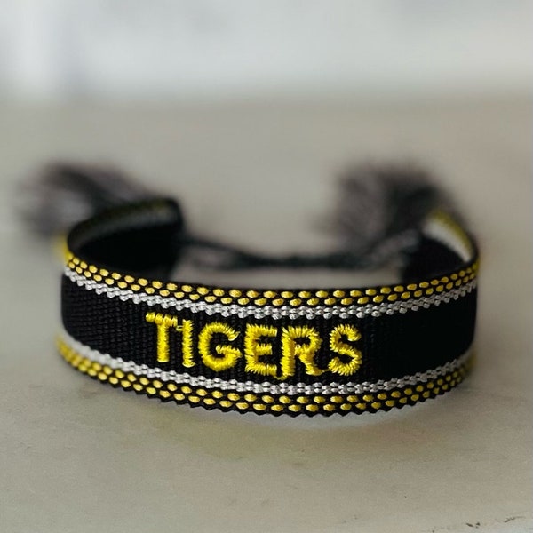 TIGERS Woven Embroidered Friendship Bracelet Missouri University Gift