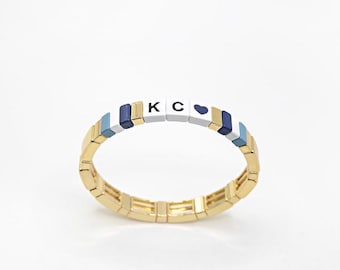 KC Royals or Sporting KC Tile Bracelet Kansas City Gift Gameday Stretch Bracelet Royal Baby Blue Basball KC Heart Bracelet