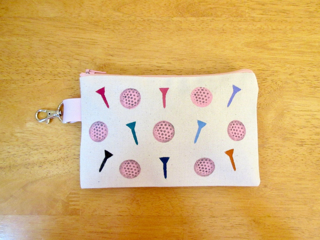 Ladies Lined 5x7 Clip on Golf Bag Accessory, With Golf Balls and Tees