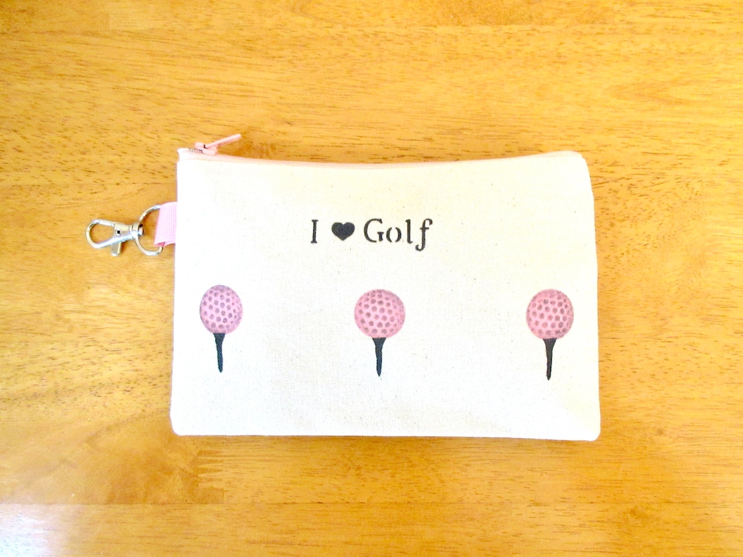 Ladies Lined 5x7 Clip on Golf Bag Accessory, With Golf Balls and Tees