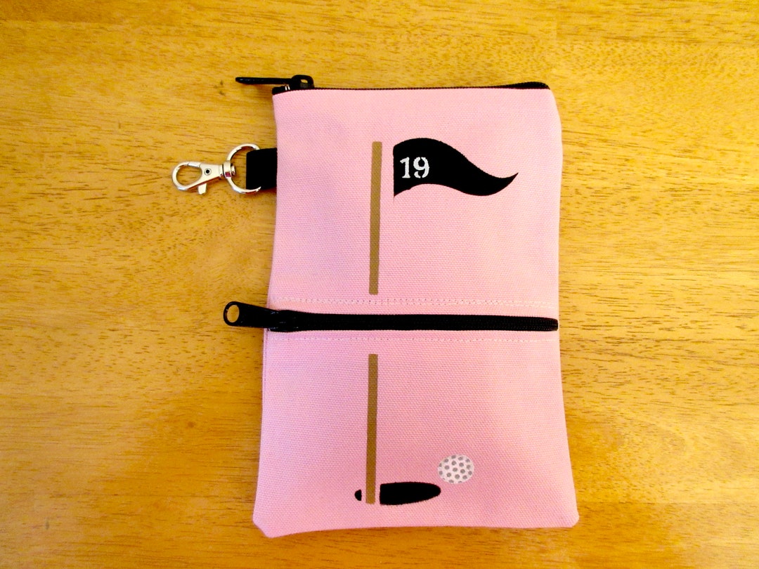 ladies-lined-7x5-clip-on-pink-golf-bag-accessory-two-black-zippers