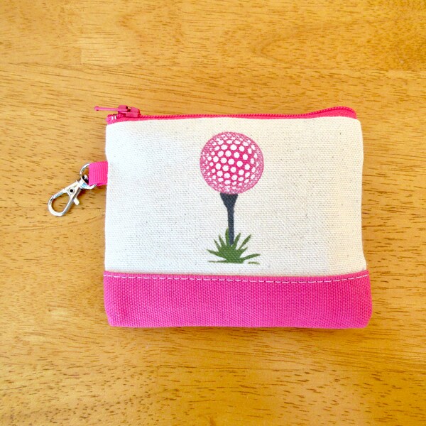 Tee golf pouch or change purse, clip on bag, 4 x 4 1/2"