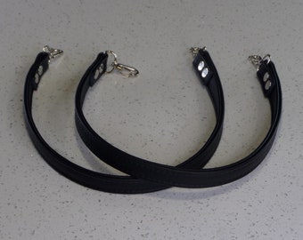 Purse & Bag Replacement Straps Black Italian Leather, 3/4" Handles 14"-20" Long, Up-cycled Leather