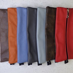 Handmade Italian Leather Pencil Case | 4.5 x 10 inch | Makeup Mini Bag | Cosmetic Pouch | Stationary Case | Pen Case | Multi-Utility Pouch