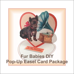 Fur Babys & Gramophone DIY Pop-Up Karten und Malseiten Pack. DRUCKBARE Grußkarten für verschiedene Anlässe, Valentinstag, Geburtstage, +mehr