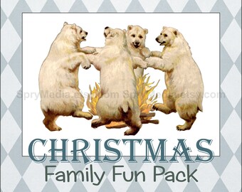 Dancing Polar Bears Christmas Family Fun Pack – PRINTABLE Christmas Games & Activities, Junk Journals, Crafts, Coloring Pages, Planner +++