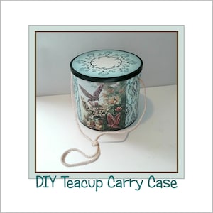 DIY ティーカップ キャリーケース、「庭の蛾」デザイン - 印刷可能なパッケージ 自分だけの T カップ トラベルケースを作ろう; ティーカップ & ソーサー ハードシェル トート ヴィンテージ