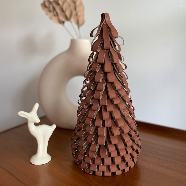 Minimalist Faux Suede Christmas Tree Set - Scandinavian Mantel Decor