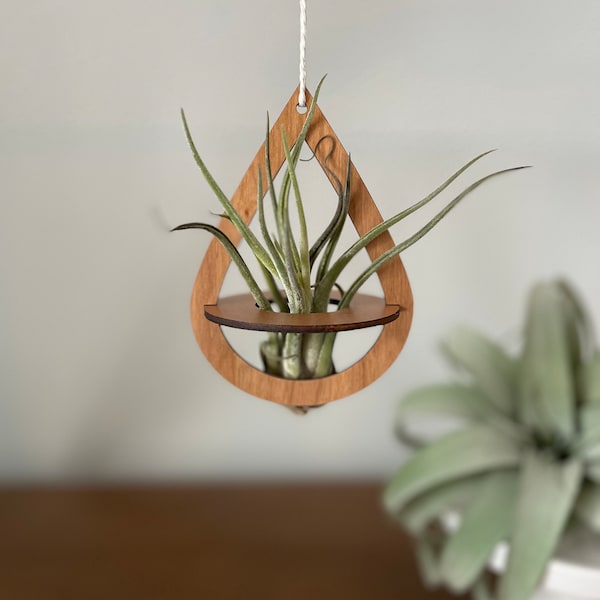 Air Plant Holder - Geometric Wood Hanging Air Plant Nest