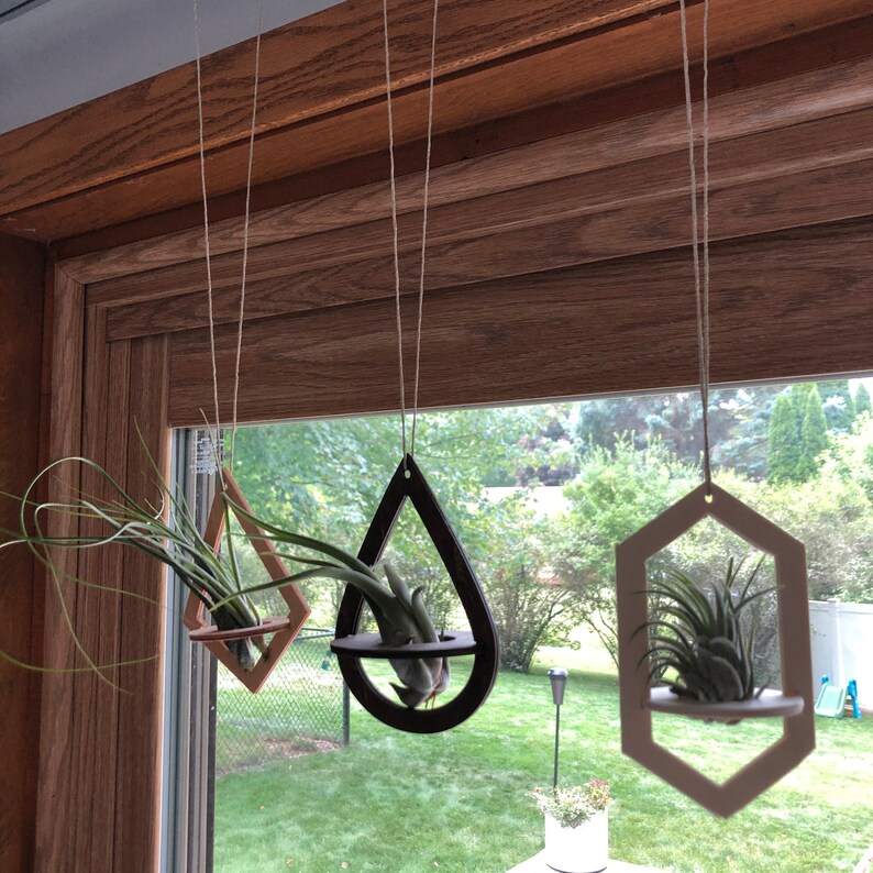 Air Plant Holder Geometric Wood Hanging Air Plant Nest image 8