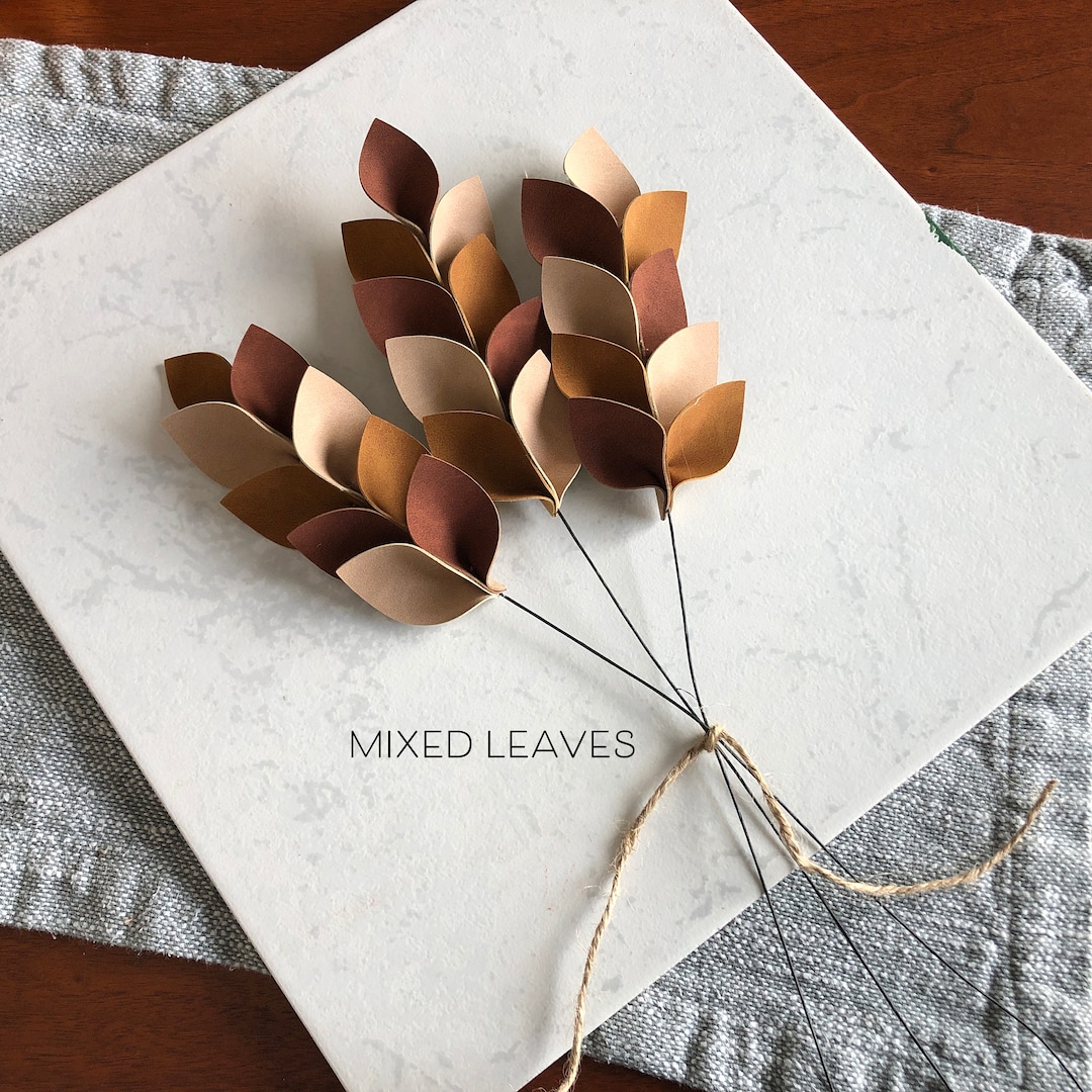 Faux Suede Fall Leaf Stems - Brown Autumn Decor - Set of 3 - Etsy