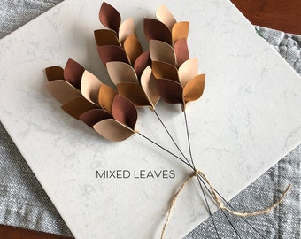 Faux Suede Fall Leaf Stems - Minimalist Autumn Decor