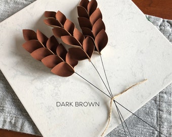 Faux Suede Fall Leaf Stems - Minimalist Autumn Decor