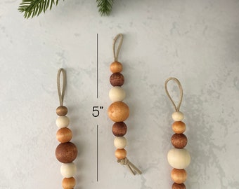 Modern Minimalist Wood Bead Christmas Ornaments