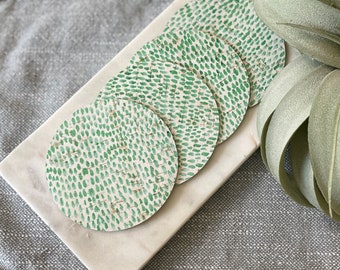 Coasters - Green Spotted Cowhide Backed Cork Coasters