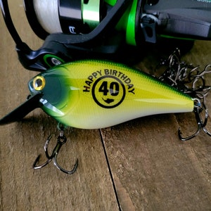 Personalized Hand-Painted Fishing Lure for 40th or 50th Birthday, Unique Gift for Fisherman, Freshwater Custom Fishing Lure image 3