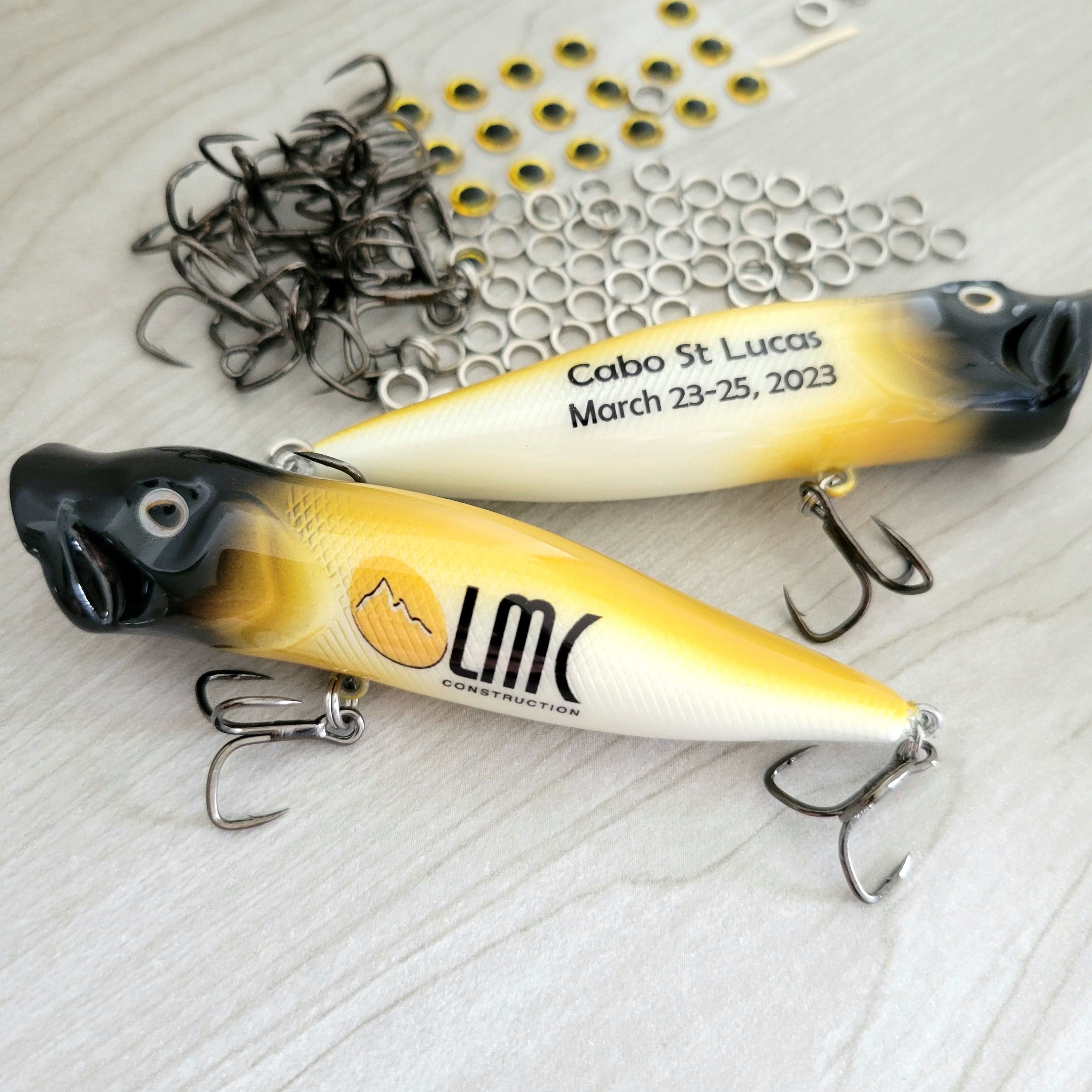 custom fishing lures etsy Corporate Logo Fishing Lures – Personalized Business Gifts or Tournament  Giveaways