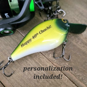 Personalized Hand-Painted Fishing Lure for 40th or 50th Birthday, Unique Gift for Fisherman, Freshwater Custom Fishing Lure image 2