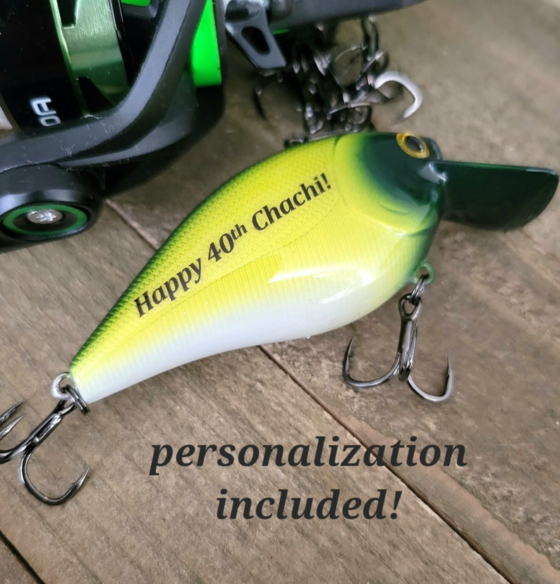 Personalized Hand-Painted Fishing Lure for 40th or 50th Birthday, Unique Gift for Fisherman, Freshwater Custom Fishing Lure image 2