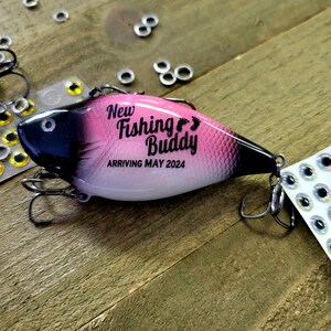 New Fishing Buddy Coming Soon, Baby Reveal Fishing Lure, Fishing Husband Baby Announcement image 9