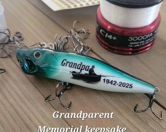 Grandpa Memorial Gift, Personalized Fishing Keepsake Lure for Loss of Grandparent