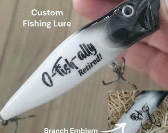 Marine Corps Gift for a Retiring Marine – Personalized Fishing Lure Keepsake, USMC Retirement Gift, Military Retirement Gift for Him