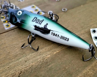 Custom Crafted Dad Memorial Fishing Lure - Personalized Keepsake Gift in Memory of a Loved One