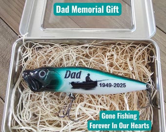 Memorial Gift for Dad, Personalized Fishing Lure Keepsake, Sympathy Gift for Loss of Father