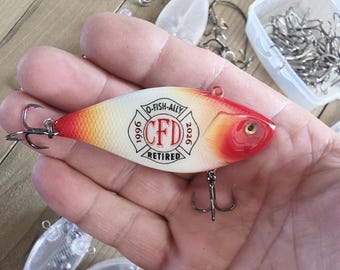 Firefighter Retirement Gift:  Personalized Fishing Lure Fire Department Keepsake