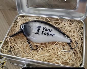 Sobriety Anniversary Gift – Personalized Sober Fishing Lure, 1 Year Clean Recovery Keepsake