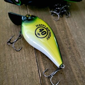 Personalized Hand-Painted Fishing Lure for 40th or 50th Birthday, Unique Gift for Fisherman, Freshwater Custom Fishing Lure image 6