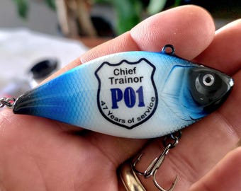 Police Retirement Gift – Personalized Fishing Lure with Law Enforcement Badge, Retired Police Officer Keepsake for Him