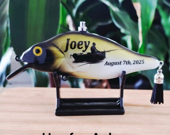 Fishing Lure Urn for Ashes, Memorial Keepsake for Dad, Personalized Fisherman Ashes Holder