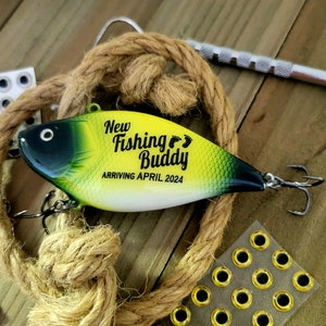 New Fishing Buddy Coming Soon, Baby Reveal Fishing Lure, Fishing Husband Baby Announcement image 1