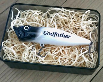 Baptism Gift for Godparents – Personalized Fishing Lure Keepsake from the Baby's Parents, Thank You Gift for Godmother or Godfather