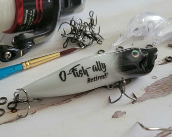 Retirement Gift for Coworker - Custom Personalized Retirement fishing lure. O-Fish-Ally Retired! Retirement gifts for men. retirement party!