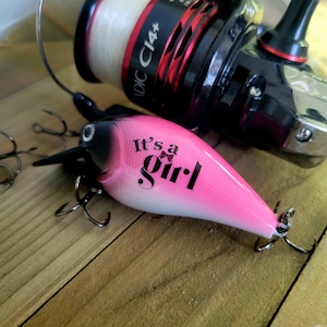 Custom Gender Reveal Fishing Lure - Pink or Blue Baby Announcement