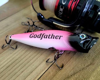 Baptism Gift for Godparents – Personalized Fishing Lure Keepsake from the Baby's Parents, Thank You Gift for Godmother or Godfather