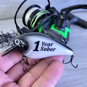 Sobriety Anniversary Gift for anyonein recovery, Personalized 1st year Sober Gift, Custom Fishing Lure for a recovery milestone keepsake image 2