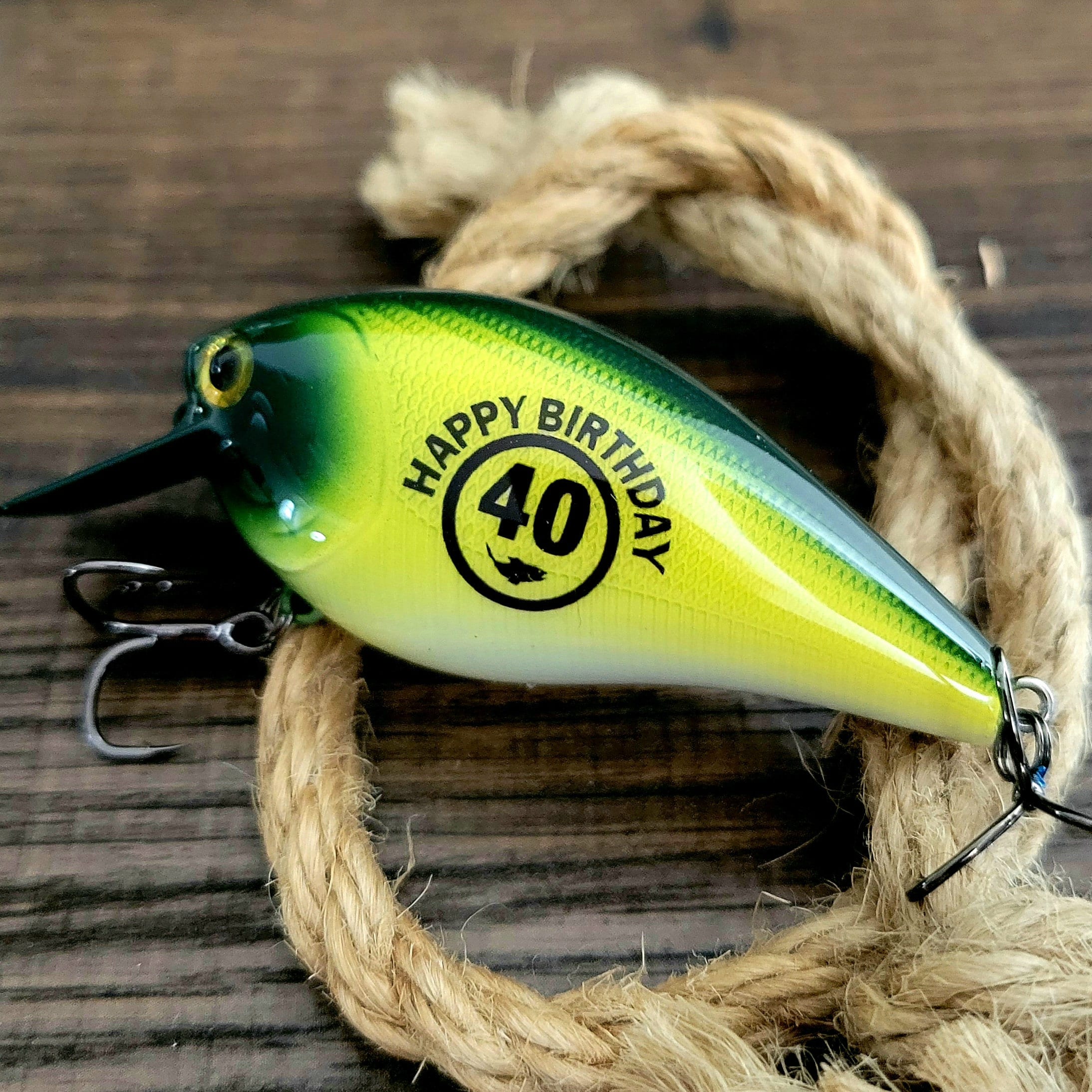Personalized Hand-painted Fishing Lure for 40th or 50th Birthday