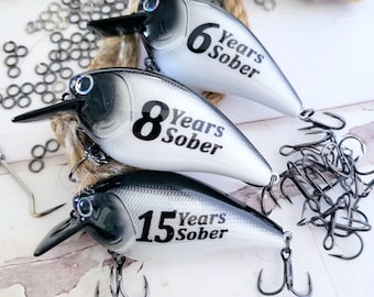 Sobriety Anniversary Gift for anyonein recovery, Personalized 1st year Sober Gift, Custom Fishing Lure for a recovery milestone keepsake