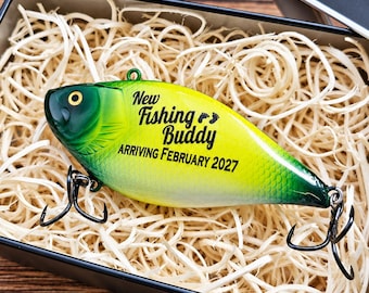 Pregnancy Announcement Gift Dad: New Fishing Buddy Custom Fishing Lure Baby Reveal for a Fisherman, Baby Announcement Gift for Dad to Be