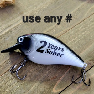 Sobriety Anniversary Gift for anyonein recovery, Personalized 1st year Sober Gift, Custom Fishing Lure for a recovery milestone keepsake image 4