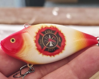 Firefighter Gift – Personalized Fishing Lure with Maltese Cross, Custom Fireman Keepsake with Name and Department for Him